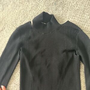 Helmut Lang Black Ribbed Dress